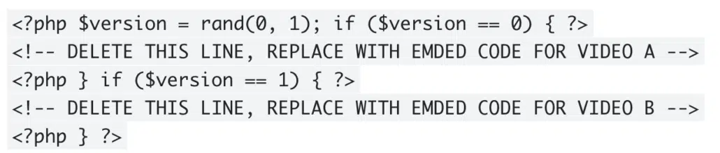 Improve your video conversion rate with this split testing code
