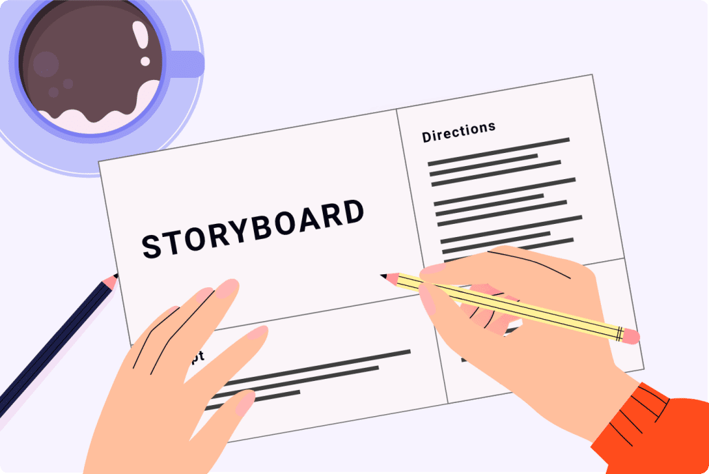 Storyboard for an explainer video production.