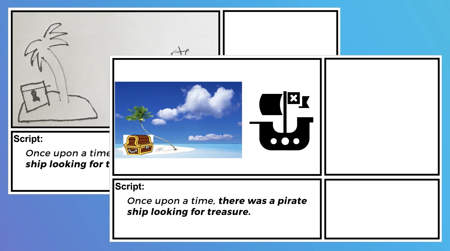 Use free clip art, stock assets, icons and sketches to mock up the visuals for your animated video.