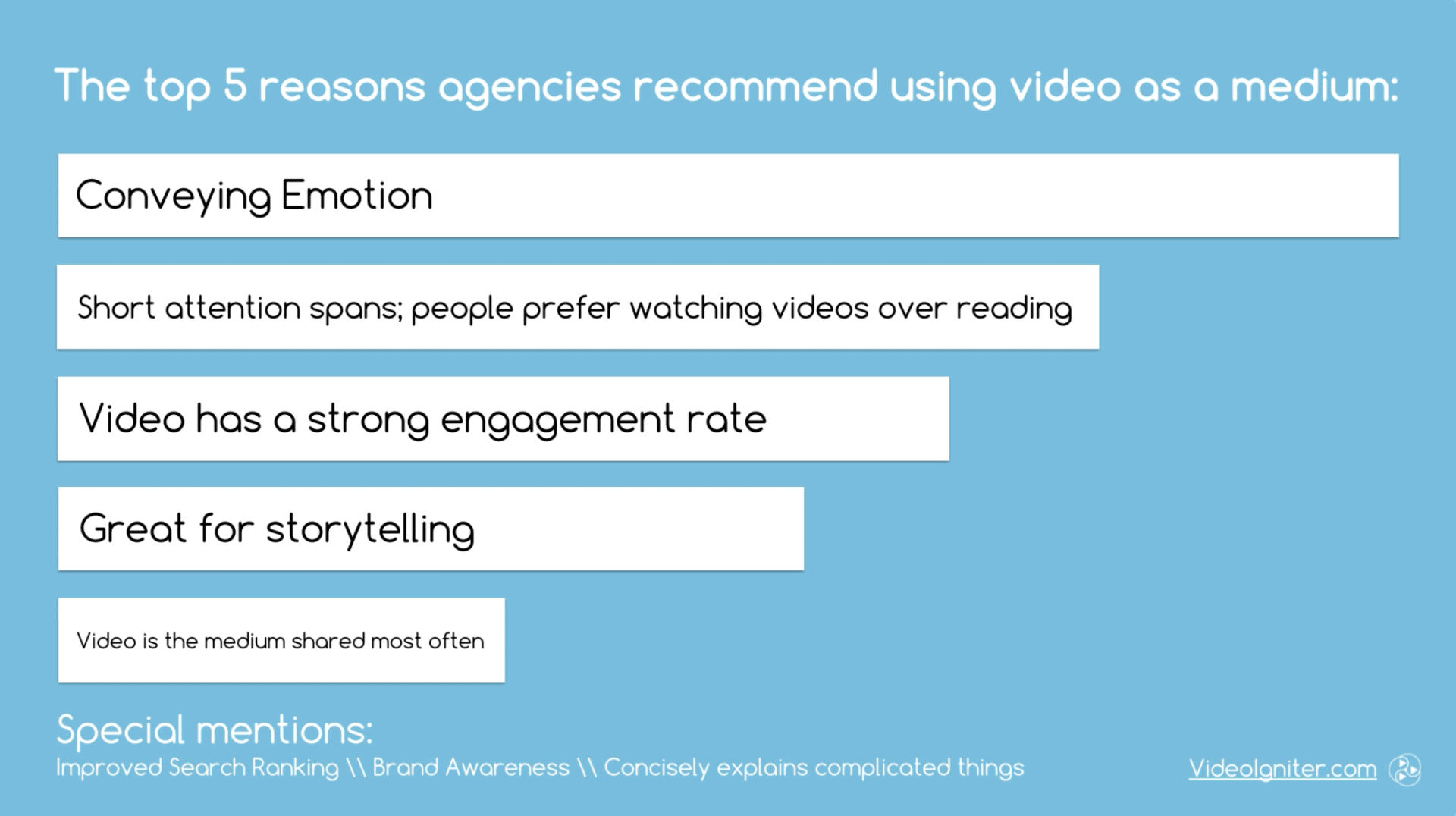The top 5 reasons agencies recommend using video for marketing.