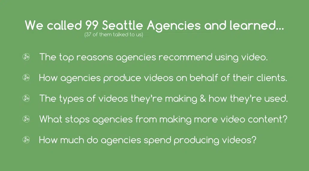 We called 99 agencies to learn how they make and market video content for their clients.