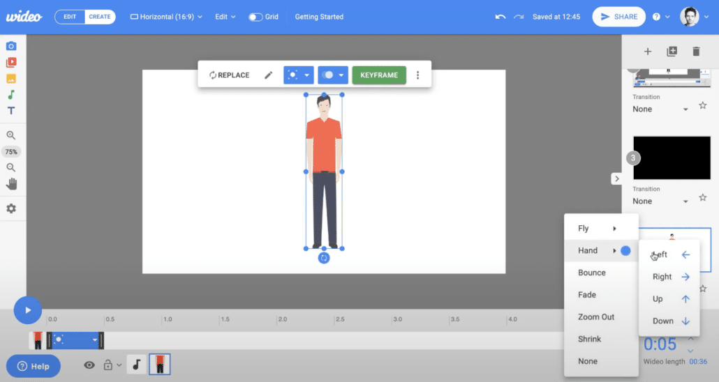 add animation to video with wideo